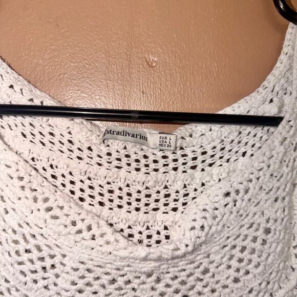 Stradivarius Women's White Knit Crop Sleeveless Top - Size Large - Picture 2 of 7